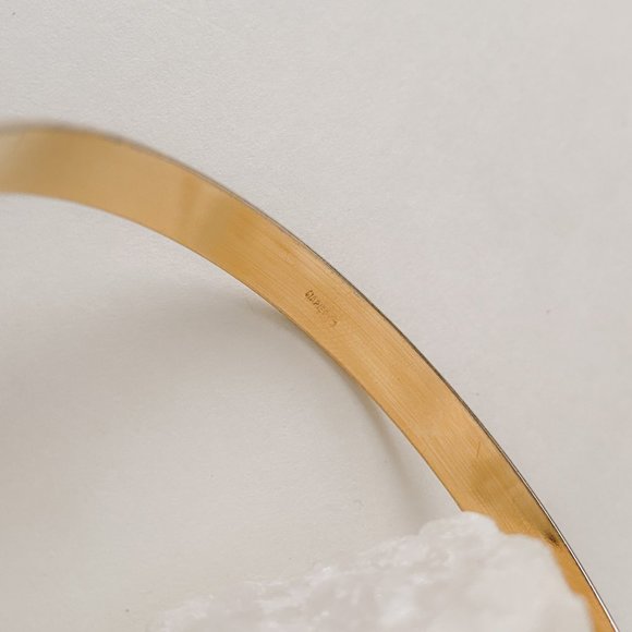 Napier Vintage Thin Black Enamel Stripe Gold Minimal Stackable Bangle Bracelet - Picture 5 of 8